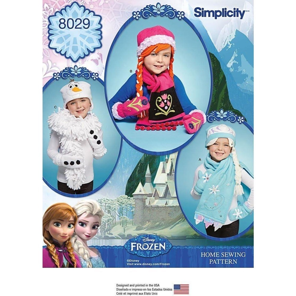 Simplicity Sewing Pattern 8029 Disney Frozen Accessories Child OSFM Uncut FF
